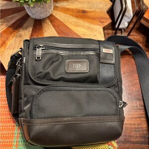 Tumi Black and Brown Messenger Bag with Adjustable Strap
